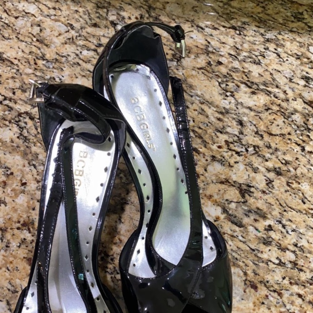 BCBG strappy black patent ankle strap heels - Picture 6 of 8